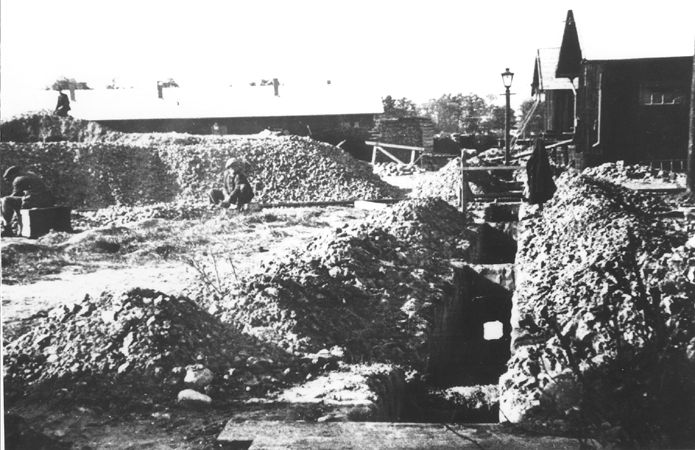latrines that are under construction by prisoners in the Novaky labor camp